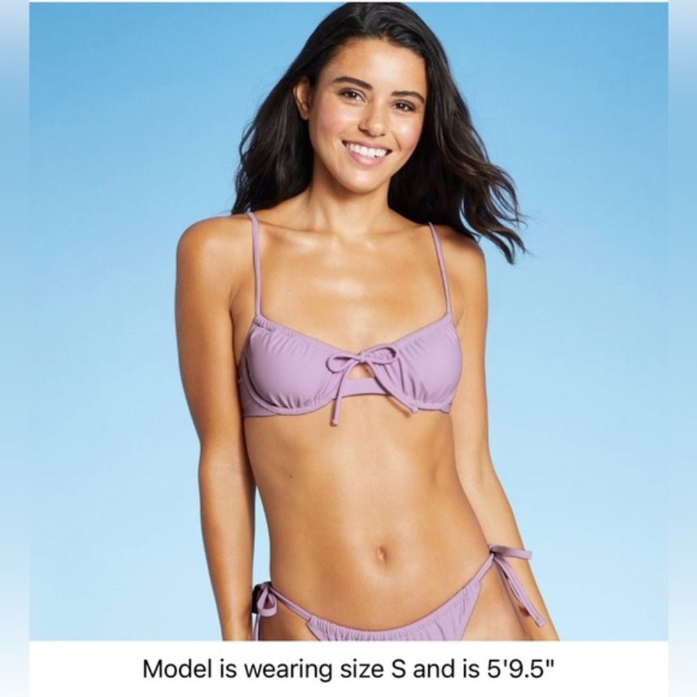 NWT Juniors' Shirred‎ Underwire Bikini Top - Xhilaration Lavender XS